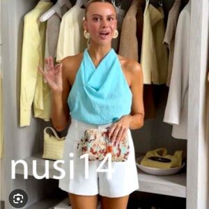 Zara Light Blue Halter Top